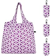 HOLYLUCK Reusable Grocery Bags,Heavy Duty Foldable Shopping Tote Bag (Standard, 3 Purple Geometri...