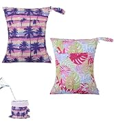 ALVABABY Hawaii 2pcs Superior Waterproof Wet Dry Bags,Reusable Two Zippered Pockets, baby cloth d...