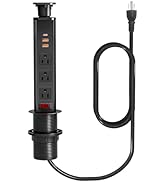Pop Up Electrical Outlet for Countertop with 30W Max Fast Charging, Space Saver Pop Up Electrical...