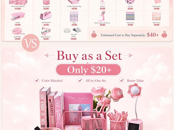 Pink Desk Accessories