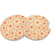 Car Coasters 2 Pack, Small 2.56" Stone Car Cupholder Absorbent Coaster with Cork Back for Women M...