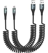 JUKEKUL Car Carplay USB A to USB C Cable for iPhone 16/15 Plus Pro Max, 2 Pack Coiled Fast Chargi...