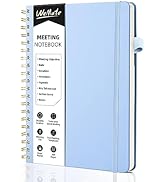 WEMATE Meeting Notebook for Work B5 (7"x10") - PU Leather Work Notebook with Agenda, Action Items...