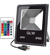 GLW LED RGB Flood Light Stage Lighting, 30W Outdoor Color Changing Lights with Remote Control, IP...