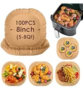 Air Fryer Disposable Paper Liner, 100PCS Air Fryer Liners, Non-stick Parchment Paper Liners Squar...