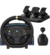 NBCP F10 PC Racing Wheel-1080 Degree Magnetic Induction Gaming Steering Wheel with 6-Speed H-Patt...