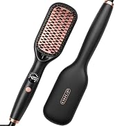 OHUP Hair Straightener Brush Black, Straightening Brush & Hot Comb | 30s Fast Heating, Dual Volta...