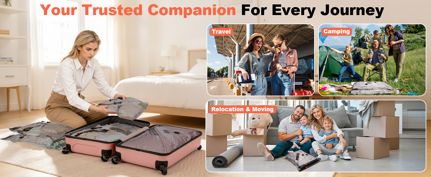 Travel Vacuum Bags with Wireless Pump