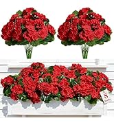 Alupssuc 8Pcs Artificial Geranium Flowers for Outdoors Decoration Silk Floral, UV Resistant Fake ...