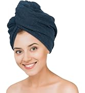 Dolwis Microfiber Hair Drying Towel - Long Hair Head Turban Wraps Terry Cloth Fast Absorbent Dry ...