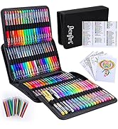 Gel Pens for Adult Coloring Books, 160 Pack Artist Colored Gel Pen with 40% More Ink, Black Case....