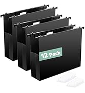Shutex Extra Capacity Plastic Hanging File Folders,12 Pack Reinforced Hang Folders Letter Size,Ac...