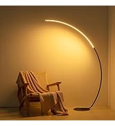 NUÜR Arc Floor Lamp with Remote Control - Modern Standing Bright LED Floor Lamp for Living Room B...