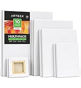 Arteza Stretched Canvas, Multipack of 10, 4x4, 5x7, 8x10, 9x12, and 11x14 Inches – 2 of Each, 100...