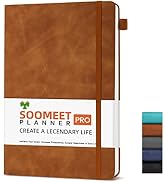 Soomeet Lined Journal Notebook, 200 Pages, Leather Hardcover Notebooks, A5 College Ruled Thick Cl...