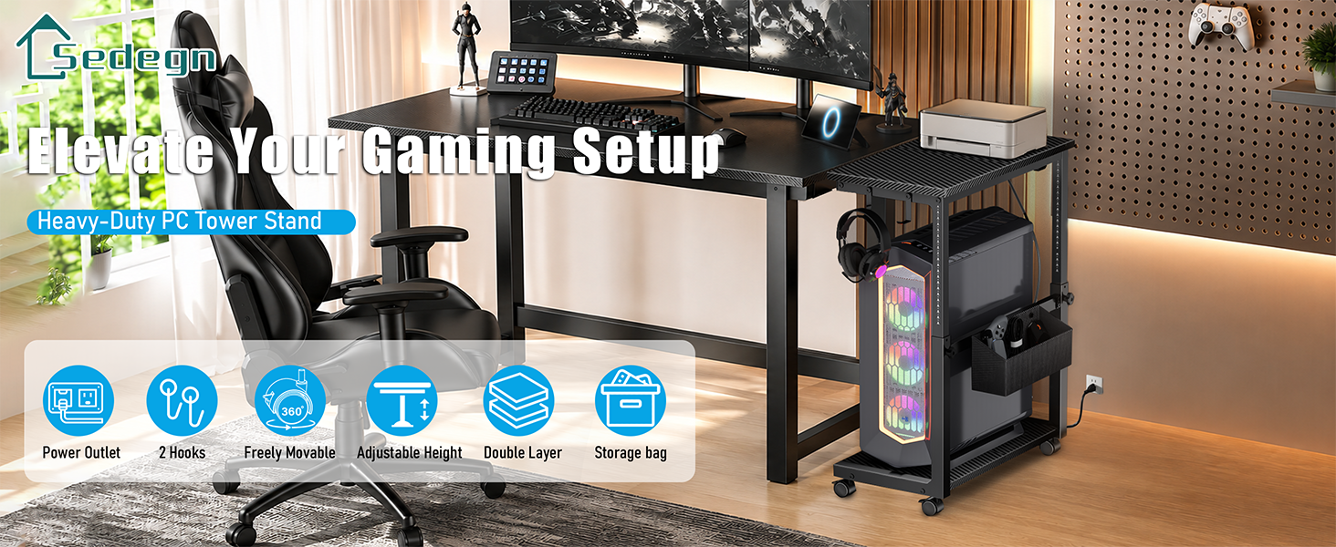 Adjustable pc tower stand