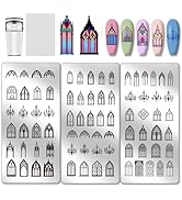 PH PandaHall 3pcs Arch Element Nail Stamp Plate Easter Church Arches Pattern Print Art Template S...