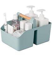 rejomiik Portable Shower Caddy Basket with Bamboo Handle, Plastic Cleaning Caddy Bathroom Organiz...