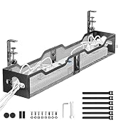 Under Desk Cable Management Tray Black, Litwaro Cable Management Under Desk No Drill, 25'' Cable ...
