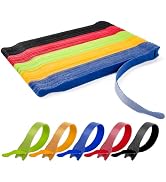 OneLeaf 110PCS Cord Organizer 8 × 1/2" Reusable Cable Ties with Hook and Loop, Colorful Fastening...