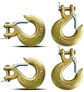 3/8" Clevis Slip Hook, 4 Pack Forged G70 Steel Clevis Hook with Safety Latch for Deck Hauler Rece...