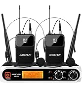 Kaschun Wireless Microphone System, Professional Cordless Dynamic Wireless Mic Set, Lapel Microph...