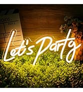 Lets Party Neon Sign for Party Wall Decor, Neon Party Decorations LED Glow Lights Supplies Access...