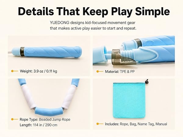 YUEDONG Adjustable ULTRA-SOFT Beaded Jump Rope