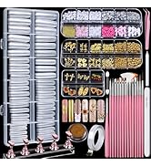 Teenitor Square Nail Tips with Nail Charms Nail Art Brushes, 240pcs XXL Fake Nails with Nail Stan...