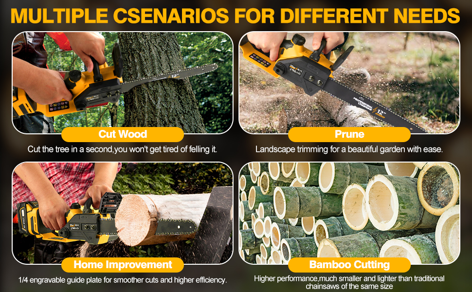 Brushless Electric Chainsaw 12" Cordless Tool Only for Dewalt 20V/60V Battery