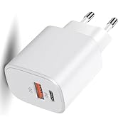 YSYFAD USB C Wall Charger, 2-Port USB C Power Supply 20W Charger, White