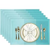 Aofmee Placemats, Placemats Set of 6, Heat Resistant Place Mats, Washable PVC Table Mats, Woven V...
