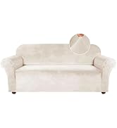 Turquoize Velvet Couch Covers Sofa Covers for 3 Cushion Couch Stretch Sofa Slipcovers with Non Sl...