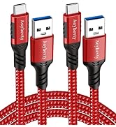 Aoybevty USB A to USB C Cable 3.3ft+10ft (Red), 10Gbps Data Transfer and 60W 3A Fast Charging Cab...
