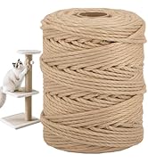 Natural Sisal Rope for Cat Scratcher, 1/4 Inch x 328 Feet Cat Rope, Heavy Duty Sisal Twine for Ca...
