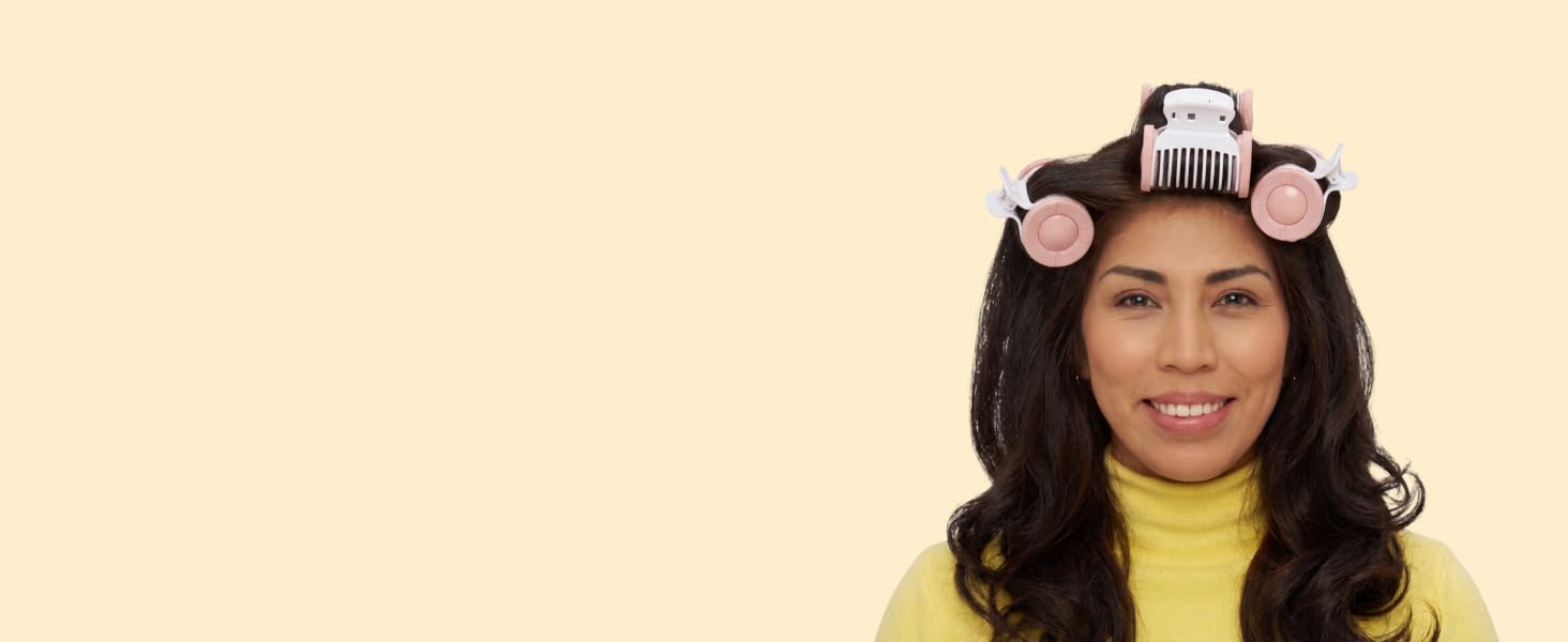 Woman with rollers in hair