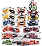 Skroam 36 Pack Food Storage Containers (18 Airtight Kitchen Storage & 18 Lids), Plastic BPA-Free ...
