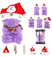 CODE FLORIST Rose Bear,Dress-Up Set with 3 Hats and 2 Scarf,Artificial Flower Teddy Bear Xmas Gif...