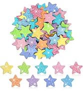 FYSUIMU 45 Pcs Glitter Star Extra Tokens for Reward Jar Macaron Colored Star Shape Wooden Cutouts...