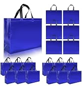 cabzymx 15 Pcs Glossy Blue Reusable Gift Bags with Handle, 12.6 x 4.7 x 11 In Christmas Gift Bags...