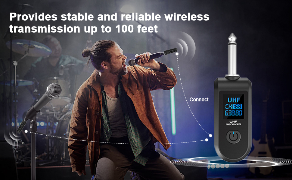 Wireless microphone transmitter and receiver