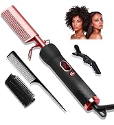 Hot Comb for Wigs Human Hair,Curling Iron with 12 Temp Settings Heating Up to 450°F,Pressing Comb...
