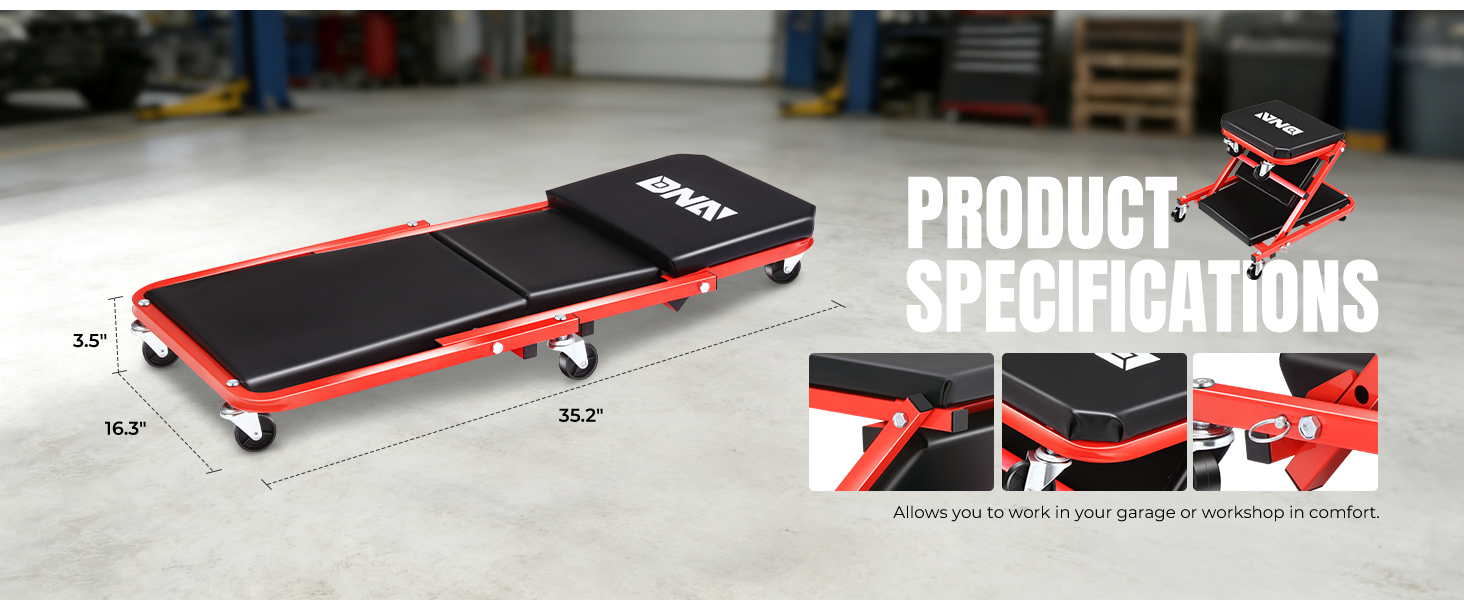 2 IN 1 Rolling Folding Car Creeper