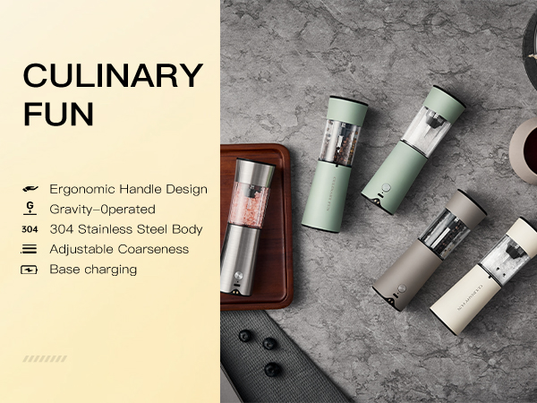 gravity electric salt and pepper grinder set