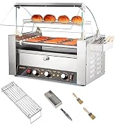 ROVSUN Hot Dog Roller, 18 Hot Dog 7 Rollers ETL Certified, Hot Dog Machine with Bun Warmer, Dual ...