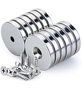 12 Pack Neodymium Disc Countersunk Hole Magnets, MIKEDE 1.26 inch D x 0.2 inch H Strong Permanent...