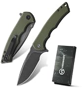 VIRENKNIFE Mini Pocket Knife for Men Women, 2.99" D2 Steel Blade G10 Handle Folding Knife with Po...