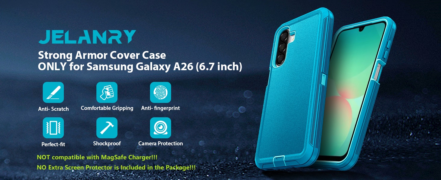 Samsung Galaxy A26 5G Phone Case, Heavy Duty Rugged & Dual-Layer Shockproof Dropproof Protection