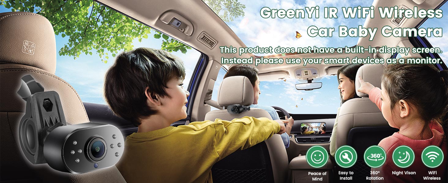 GreenYi WIFI Wireless IR Baby Camera with Adjustable Camera Body