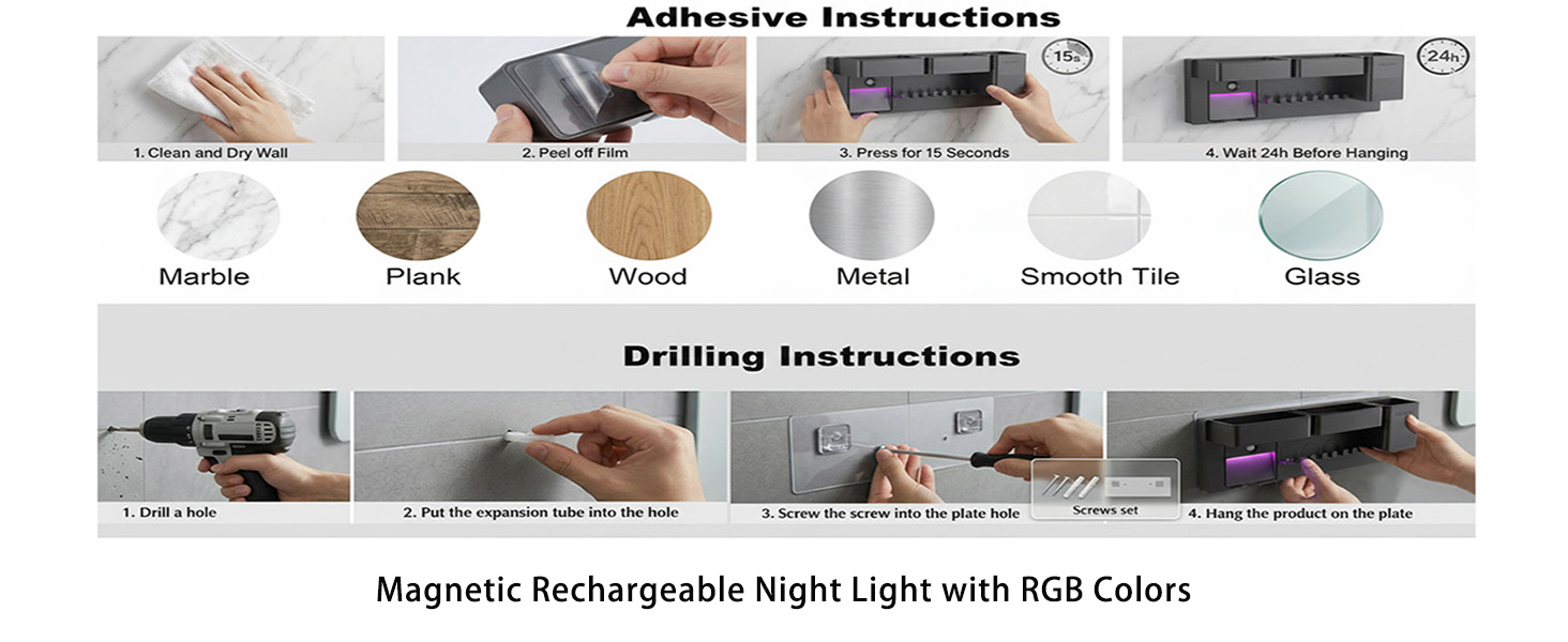 Toothbrush holders wall mounted comes with strong adhesive stickers